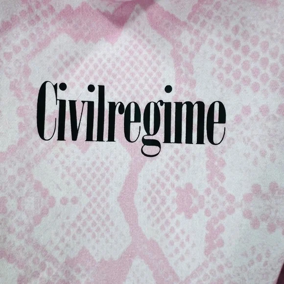 Civilregime Snakeskin Print Embroidered Floral Hoodie L Pink Black Cotton Blend - Picture 4 of 11